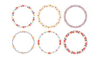 Hand drawn flat design hearts border and frame set vector