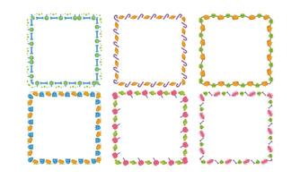 Hand drawn halloween frames template design collection on white vector