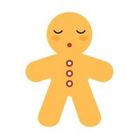 Flat design gingerbread man cookie on white background vector