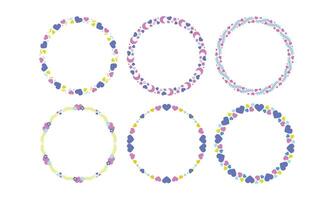 Hand drawn flat design hearts border and frame collection vector