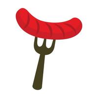 Grilled barbecue sausage in flat doodle style Oktoberfest Isolated hand drawn vector
