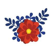 Hand drawn Christmas poinsettia with leaves isolated on a white background vector
