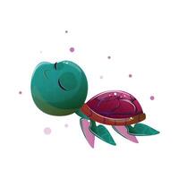 Cute turtle illustration isolated against a white background. Character design vector