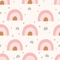 Cute childish seamless pattern with rainbows in boho style in pastel shades vector