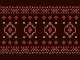 Cross Stitch. Geometric ethnic patterns. Design for Clothing, Fabric, batik, Saree, Patola, Sari, Dupatta, Vyshyvanka, rushnyk, dupatta, Knitwear, Embroidery, Ikkat, Pixel pattern. Traditional Design. vector