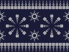 Cross Stitch Embroidery. Ethnic Patterns. Native Style. Traditional Design for texture, textile, fabric, clothing, Knitwear, print. Geometric Pixel Horizontal Seamless . Blue, White. vector