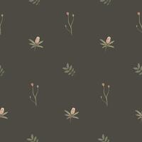 Floral simple seamless pattern, dark background. vector