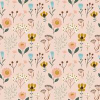 Cute wild flower seamless pattern design. vector