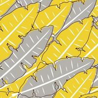 Yellow and gray tropical leaves form a cute botanical pattern for modern textiles and wrapping paper. vector