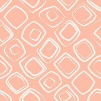 White outline of squares of uneven shapes form a seamless modern pattern on a pink background for textiles, wrapping paper, interior design, decorative pillows. vector
