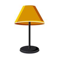 Electric table cozy lamp with a yellow lampshade on a white background. vector