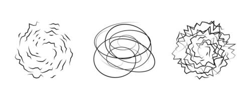 Swirl design elements. Abstract curve cartoon graphic design. Set of twist circular vortex vector