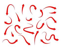 Red arrow icon indicating different direction. A set icons isolated on a white background for website banners ads and design elements. vector