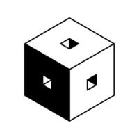 Cube logo, geometric design. Black and white Box logotype company, trendy techno emblem in isometric 3D style. vector