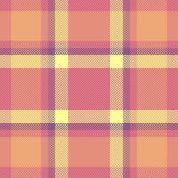 Intense plaid seamless check, copy space textile background texture. Close-up pattern tartan fabric in red and orange colors. vector
