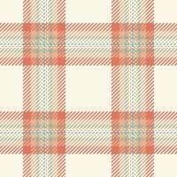 Close-up pattern fabric texture, print background check seamless. Scottish textile tartan plaid in old lace and red colors. vector
