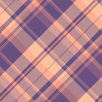 Path plaid texture background, mixed check textile seamless. Female tartan fabric pattern in pastel and orange colors. vector