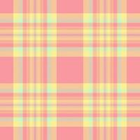 Give background textile check, strip plaid tartan texture. Tracery pattern fabric seamless in red and yellow colors. vector