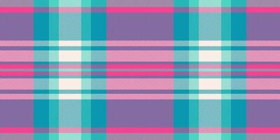 Silky plaid pattern check, setting seamless background tartan. Designer textile texture fabric in cyan and pink colors. vector
