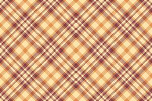 Garment pattern tartan check, newborn seamless background. Naked texture plaid textile fabric in red and amber colors. vector