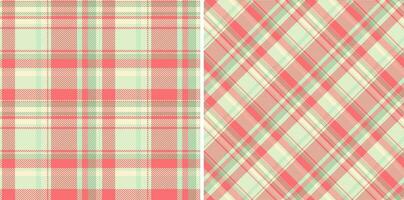 Plaid background pattern of tartan fabric with a seamless textile texture check. Set in christmas colors for windowpane print blouse, sheath dress, skinny pants. vector