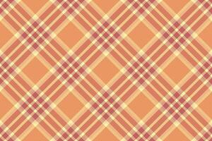 Craft textile tartan check, commerce plaid fabric. Mix pattern seamless texture background in orange and red colors. vector