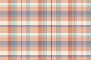 Linen textile tartan plaid, long seamless pattern. Rough check texture fabric background in antique white and red colors. vector