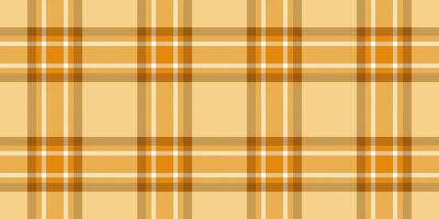 Style pattern textile texture, throw seamless tartan. Buffalo plaid background check fabric in orange and amber colors. vector