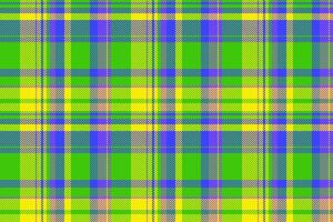Front texture textile seamless, vibrant background pattern fabric. Woman tartan plaid check in green and blue colors. vector