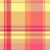 Harvest pattern plaid, 1960s check background texture. Gift card fabric textile seamless tartan in red and yellow colors. vector