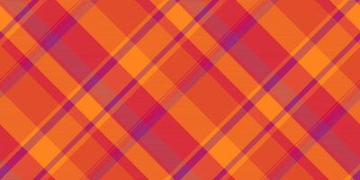 Wine fabric tartan seamless, quilt pattern check textile. Fall background plaid texture in red and vivid tangerine colors. vector