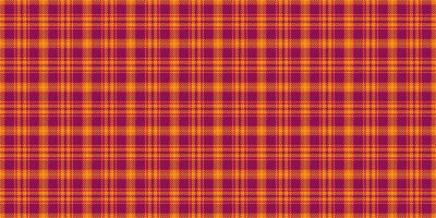 Native pattern texture check, stitched textile fabric seamless. Greeting card background tartan plaid in pink and orange colors. vector