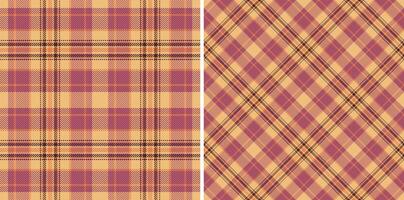 Textile seamless background of texture check with a plaid pattern tartan fabric. Set in gold colors for seasonal holiday decorations. vector