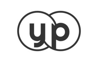 YP business company emblem with outline rounds and letters y p. Logo template of two merged circles for brand identity, logotype. Infinity symbol vector