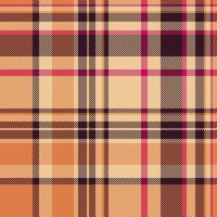 Tie seamless textile pattern, bathroom check fabric background. Vertical tartan texture plaid in orange and dark colors. vector