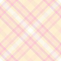 Template textile tartan check, dogtooth fabric seamless . Messy background texture plaid pattern in light and blanched almond colors. vector