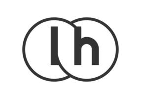 LH business company emblem with outline rounds and letters l h. Logo template of two merged circles for brand identity, logotype. Infinity symbol vector