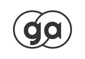GA business company emblem with outline rounds and letters g a. Logo template of two merged circles for brand identity, logotype. Infinity symbol vector