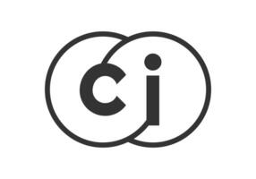 CI business company emblem with outline rounds and letters c i. Logo template of two merged circles for brand identity, logotype. Infinity symbol vector