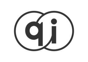 QI business company emblem with outline rounds and letters q i. Logo template of two merged circles for brand identity, logotype. Infinity symbol vector