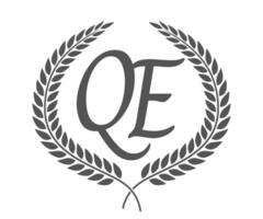 Initial letter Q and E, QE monogram logo design with laurel wreath. Luxury calligraphy font. vector