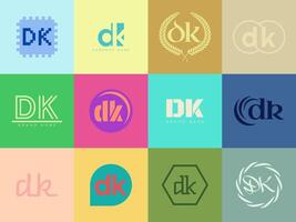 DK logo company template. Letter d and k logotype. Set different classic serif lettering and modern bold text with design elements. Initial font typography. vector