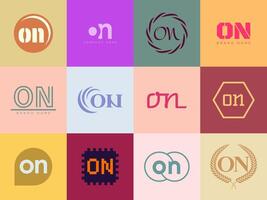 ON logo company template. Letter o and n logotype. Set different classic serif lettering and modern bold text with design elements. Initial font typography. vector