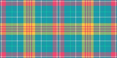 Customized textile background pattern, season texture tartan. Loft check seamless plaid fabric in cyan and red colors. vector