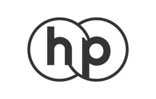 HP business company emblem with outline rounds and letters h p. Logo template of two merged circles for brand identity, logotype. Infinity symbol vector