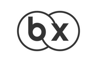 BX business company emblem with outline rounds and letters b x. Logo template of two merged circles for brand identity, logotype. Infinity symbol vector