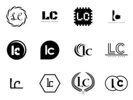 LC logo company template. Letter l and c logotype. Set different classic serif lettering and modern bold text with design elements. Initial font typography. vector
