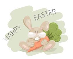 Happy Easter greeting card with a bunny. illustration. vector