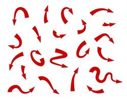 Red arrow icon indicating different direction. A set icons isolated on a white background for website banners ads and design elements. vector