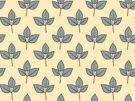 Hand drawn floral pattern design. Simple ornament with plant and leaf. vector